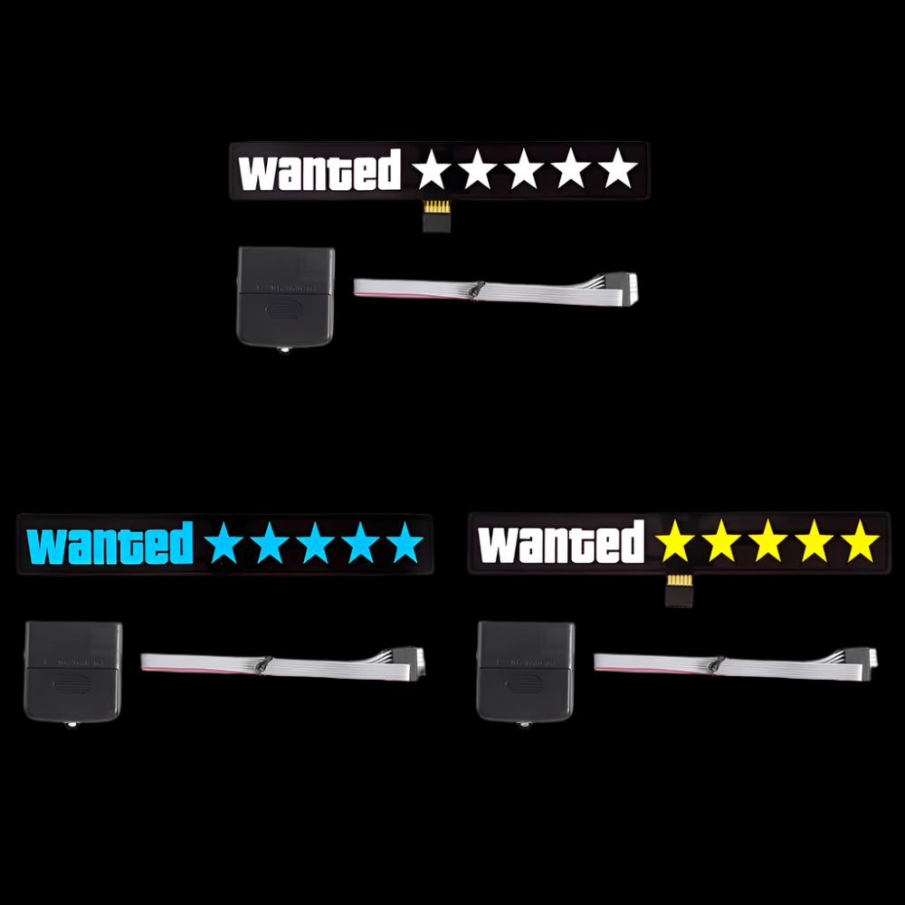 Windshield Electric Wanted 5 Star Car Window Sticker Auto Moto Safety Sign Decals Decoration LED Lights for Vehicle Sticker